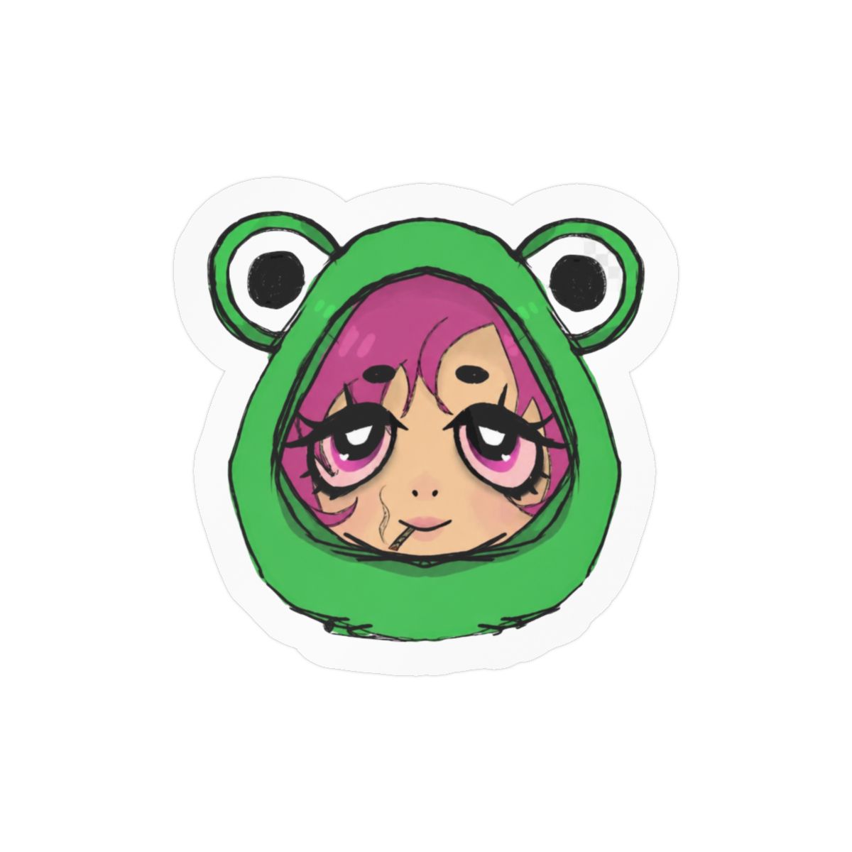 Cute Frog Girl Sticker | Adorable Vinyl Decal