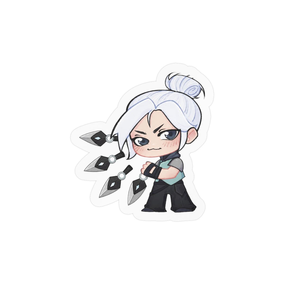 Chibi Jett Valorant Sticker | Cute Gaming Vinyl Decal - alternate angle 1, merchandise