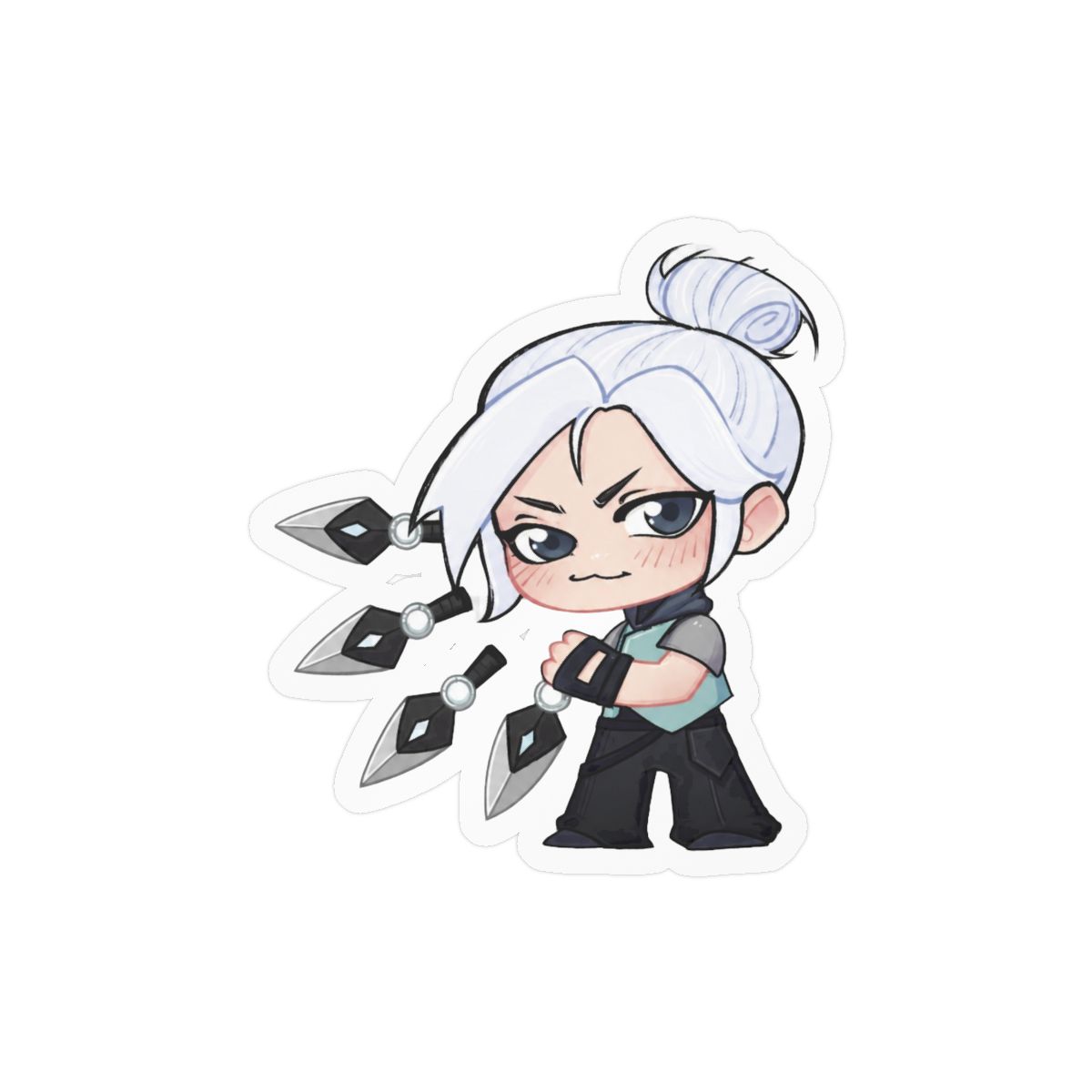 Chibi Jett Valorant Sticker | Cute Gaming Vinyl Decal - alternate angle 2, merchandise