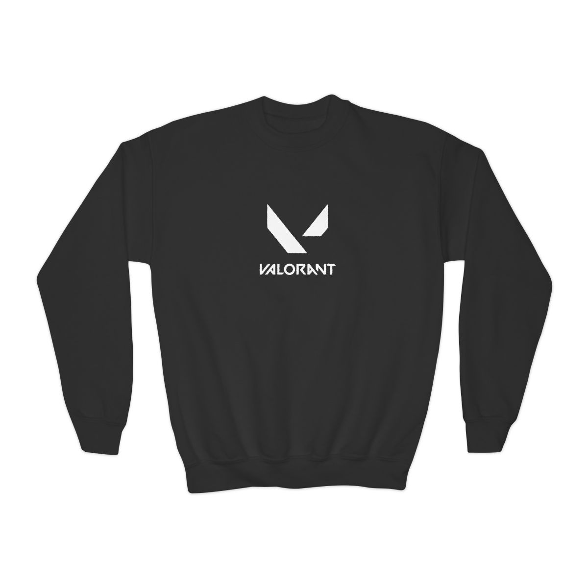 Dark green Hoodies featuring the word "VALORANT" and a white logo. The logo is a stylized V-shape. The Hoodies is folded on a woven, circular mat (Kids) - alternate angle 3, merchandise
